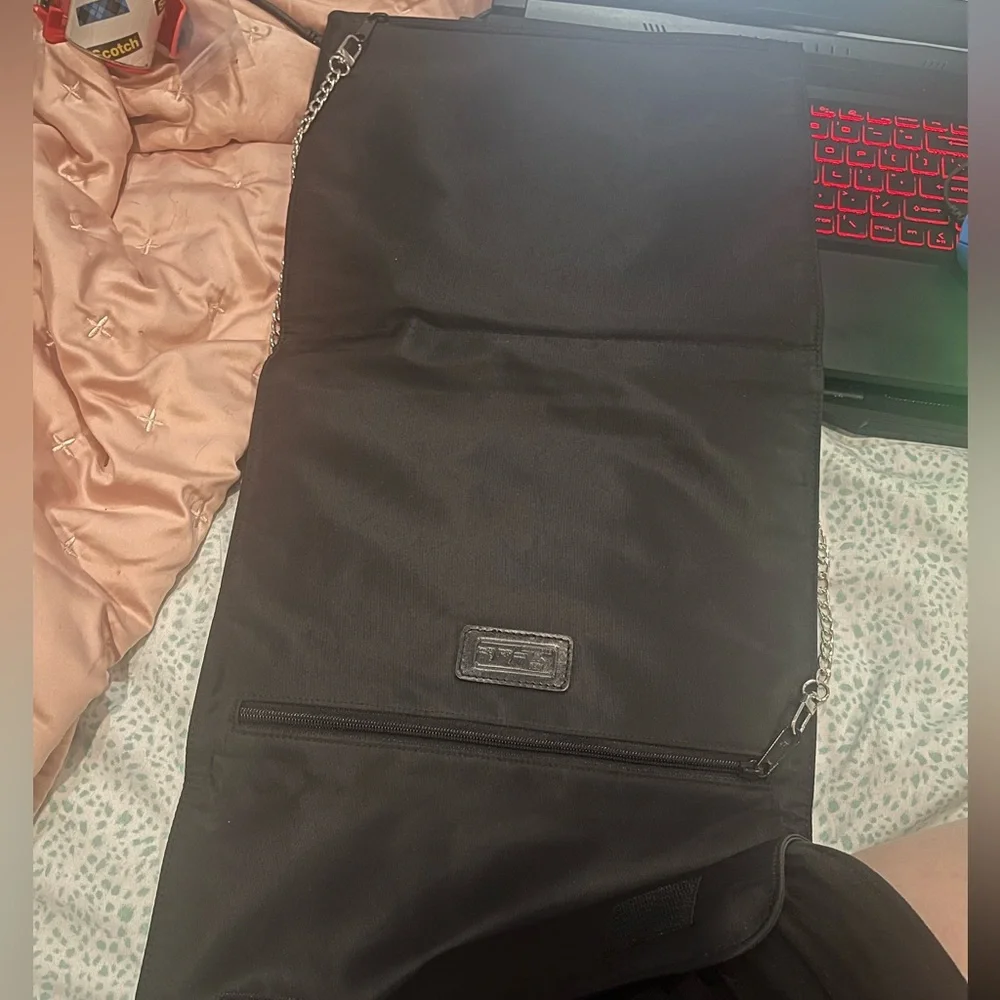 MCM Black Clutch Nylon RARE. Velcro attach. Chain does not come w/